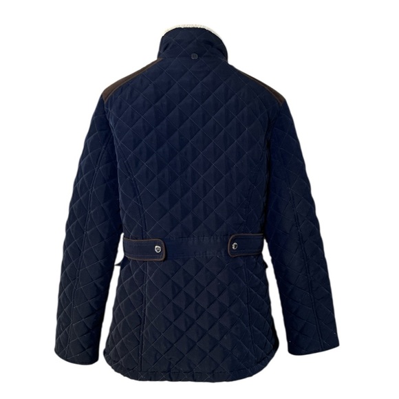 Laundry by Shelli Segal Pretoria Navy Quilted Jacket L Equestrian Winter Coat - Picture 5 of 12